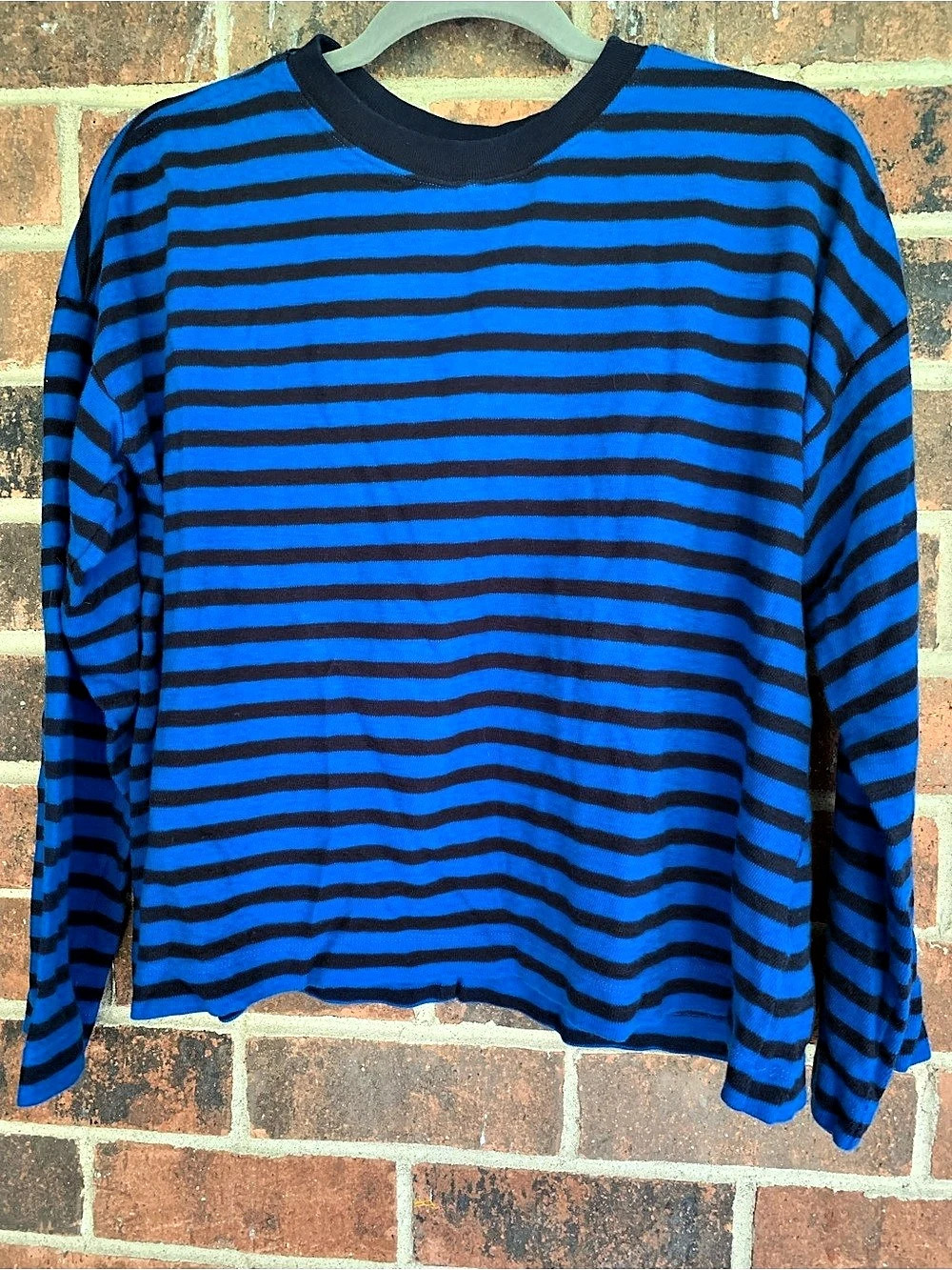 Madewell Easy Stripe Long Sleeve Top Blue & Black Small